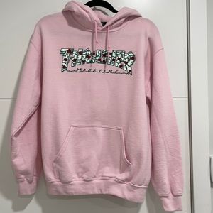 Pink trasher hoodie.